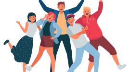 Ilustrasi Lirik Lagu Happy yang menginspirasi Kelompok Remaja menjalani Hari Sabtunya dengan Menyenangkan,
Image by pikisuperstar on Freepik
