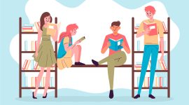 Ilustrasi Hobi Membaca Buku bersama Teman Baru di Komunitas Baca Buku, Image by pikisuperstar on Freepik