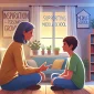 Ilustrasi Suasana yang hangat antar Anak dan Orangtua,
Mendukung anak berkembang, 
image by ChatGPT