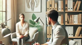 Ilustrasi Profesi Konselor sedang melakukan aktifitas Konseling dengan Konseli