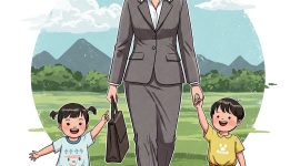 Ilustrasi Profesi Perempuan yang Fleksibel tetap produktif dan berkarya